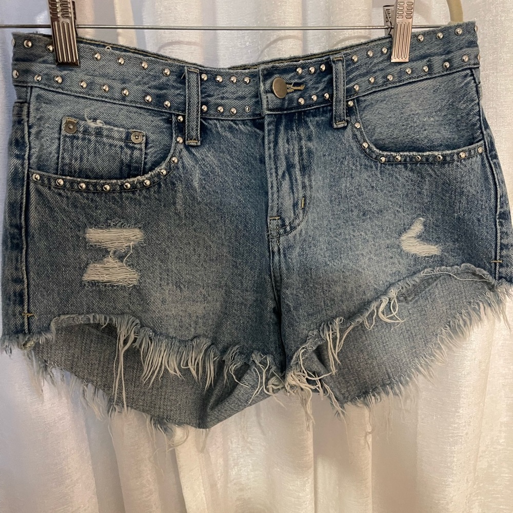 Pistola denim jean shorts with silver studs size 26